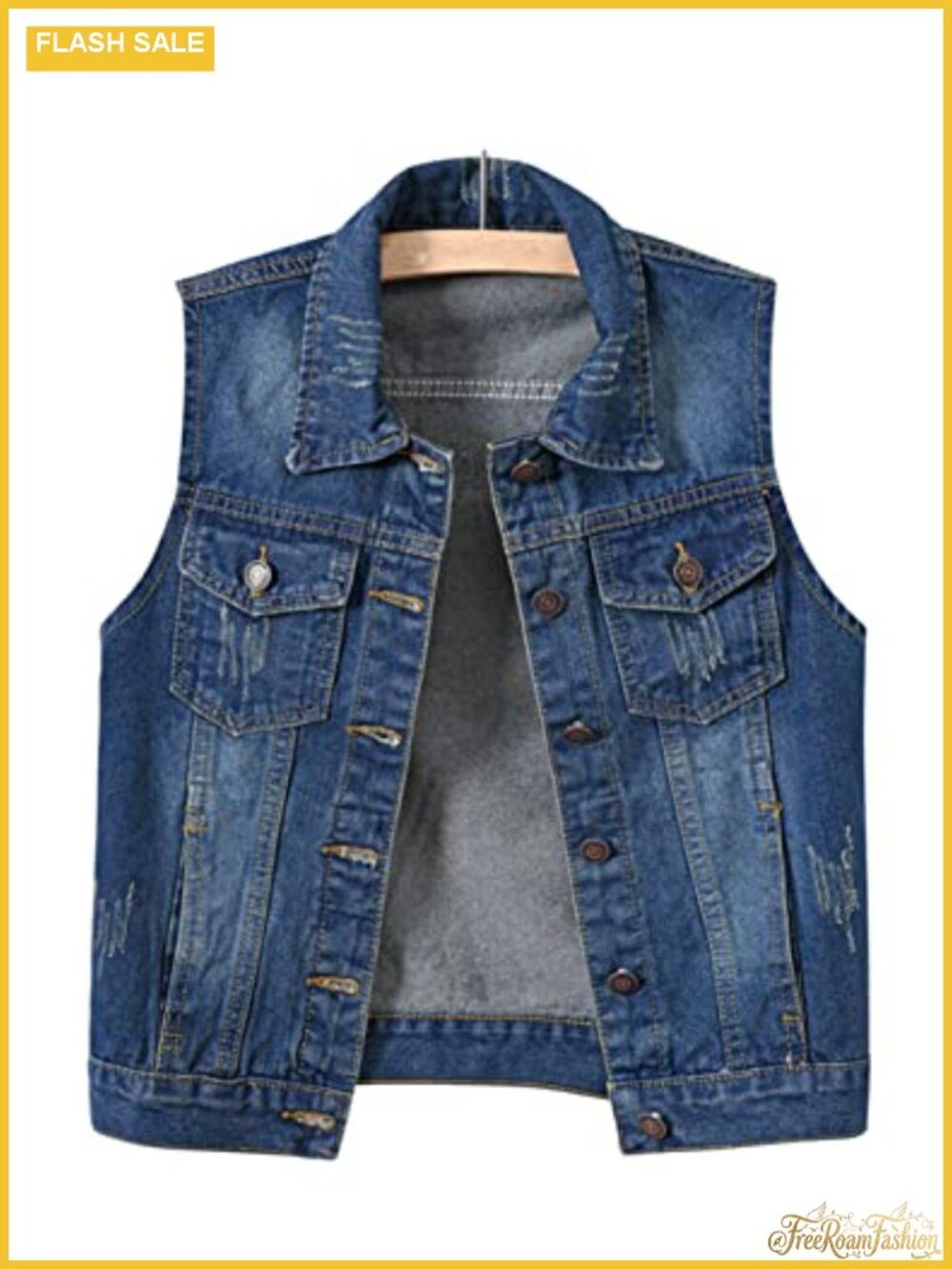 Women's Casual Denim Waistcoat Slim Fit Frayed Sleeveless Vest